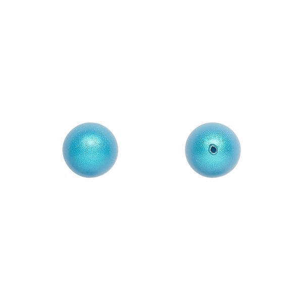 Pearl 1pkg4 iridescent dark turquoise, Crystal Passions® 8mm half-drilled round 5818 image number 0