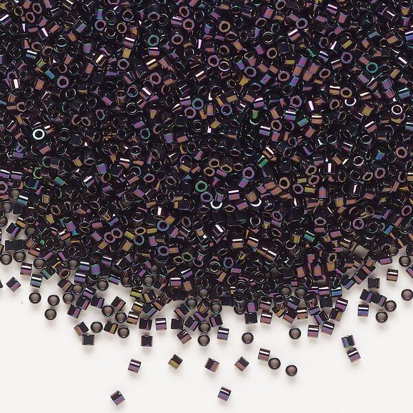 Seed bead, Delica®, glass, pkg/7.5g, #15 round, opaque metallic iris dark plum (DBS-0004). image number 0