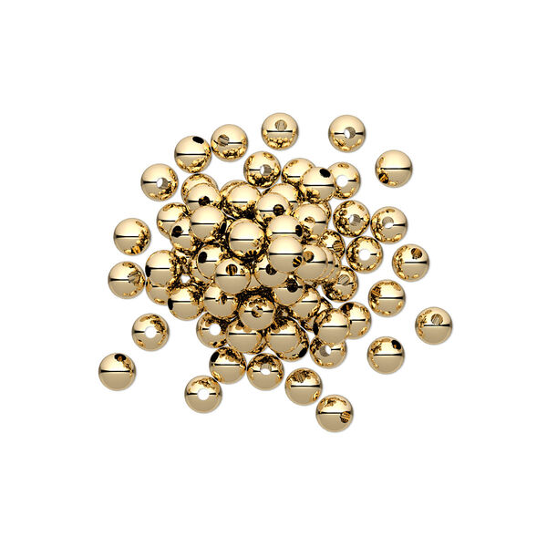 Bead, 14Kt gold-filled, 3mm smooth round. Sold per pkg of 100. image number 0