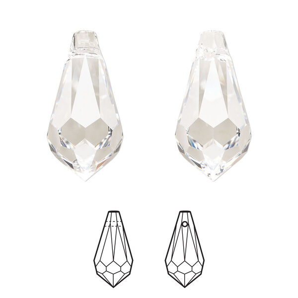 Drop 48pk crystal, Swarovski® 22x11mm pendant teardrop 6000 image number 0