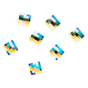 Flat back 6pk crystal AB foil back, Crystal Passions® 10mm chessboard 2493