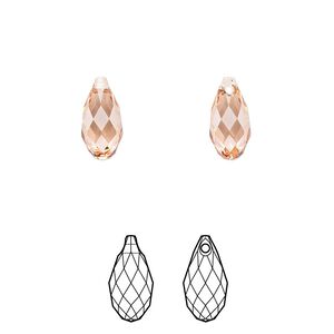 Briolette 144pk rose peach, Swarovski® 11x5.5mm pendant drop 6010