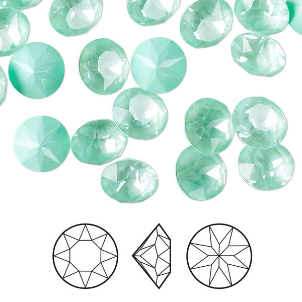 Chaton 144pk crystal soft mint ignite, Swarovski® 8.16 to 8.41mm XIRIUS round SS39 1088 image number 0