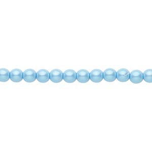 Bead, Czech pearl-coated glass druk, opaque iridescent aqua, 4mm round. Sold per 15-1/2" to 16" strand.