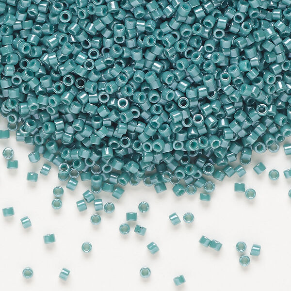 Seed bead, Delica®, glass, pkg/7.5g, #11 round, opaque glazed luster mallard (DB-0264-1). image number 0