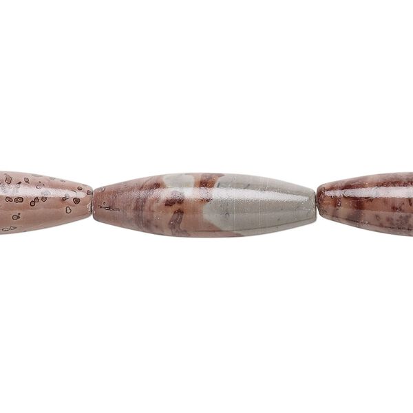 Limestone 1pkg1, oval tube bead 15.5-16 inch Crazy Horse™ stone 36x10mm image number 0