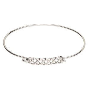Bracelet, bangle 1pkg1, silver-finished steel, woven, 7 inches with hook closure.