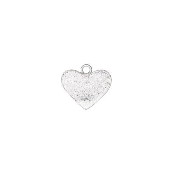 Charm, sterling silver, 13x10mm heart. Sold per pkg of 2. image number 0
