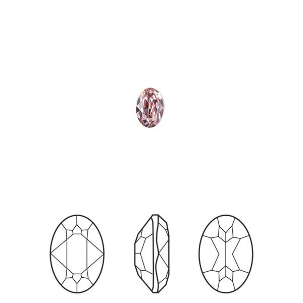 Fancy stone 360pk light rose foil back, Swarovski® 6x4mm oval 4120 image number 0