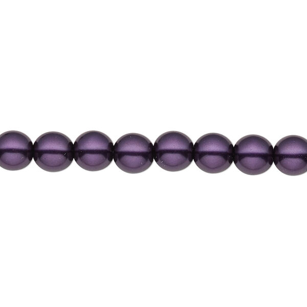 Bead, Czech pearl-coated glass druk, opaque royal purple, 6mm round. Sold per 15-1/2" to 16" strand. image number 0