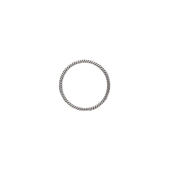 Jump ring, antiqued sterling silver, 14mm soldered twisted round, 12.7mm inside diameter, 20 gauge. Sold per pkg of 2. image number 0