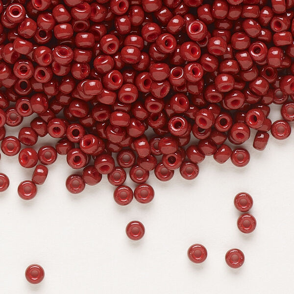 Seed bead, Miyuki, glass, pkg/50g, #8 rocaille, Duracoat® opaque outside dyed maroon, (RR-4470). image number 0