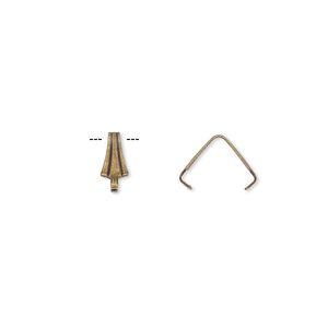 Bail, ice-pick, antique gold-plated brass, 8x3.5mm, 6mm grip length. Sold per pkg of 100.