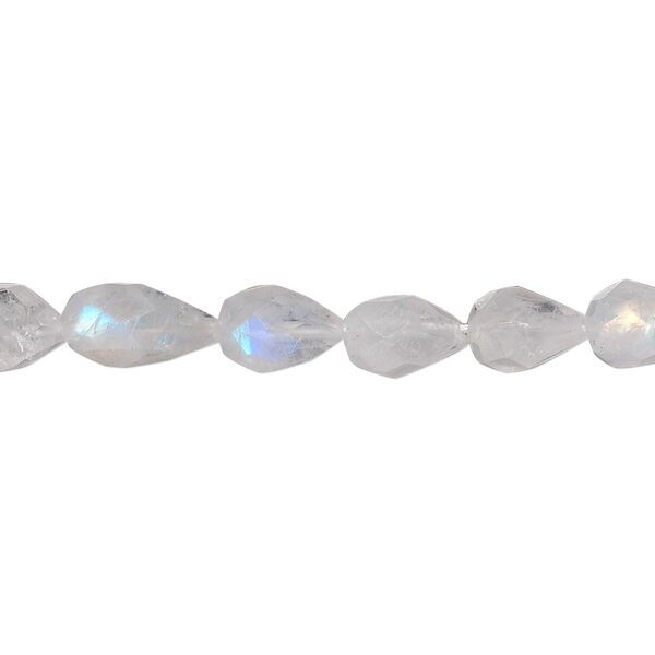 Bead, rainbow moonstone (natural), 9x5mm hand-cut faceted teardrop, C grade, Mohs hardness 6 to 6-1/2. Sold per 15-1/2" to 16" strand. image number 0