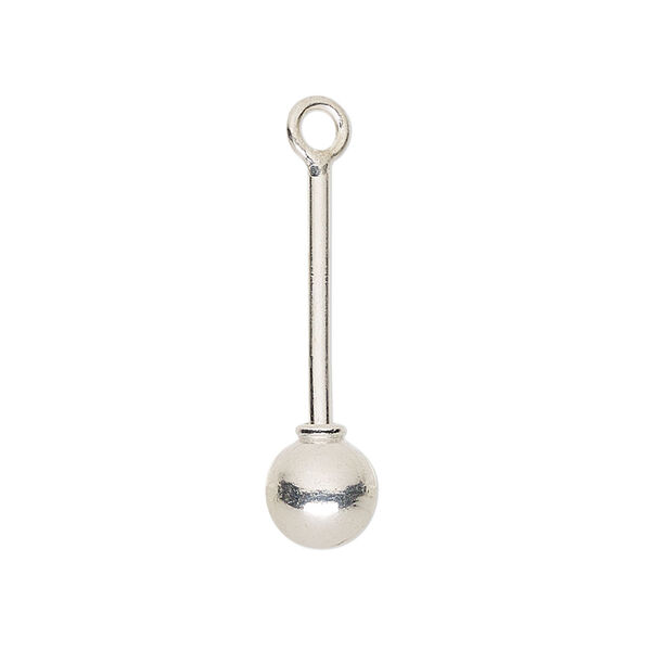 Drop, sterling silver, 1-inch bead pin with 7mm twist-off ball end, 18mm beadable length. Sold individually. image number 0