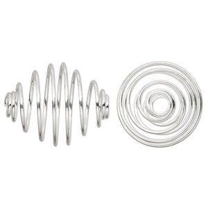 Bead cage, silver-plated steel, 21x17mm tapered oval. Sold per pkg of 10.