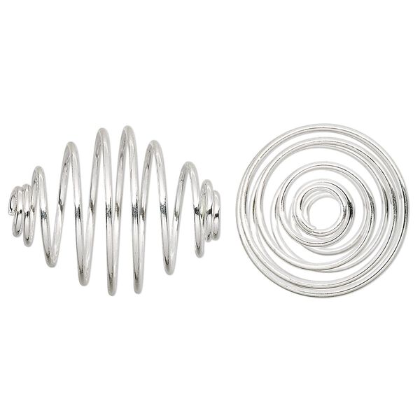 Bead cage, silver-plated steel, 21x17mm tapered oval. Sold per pkg of 10. image number 0