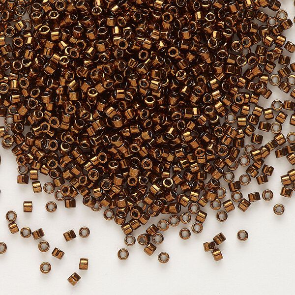 Seed bead, Delica®, glass, pkg/7.5g, #11 round, opaque nickel-plated dyed color tarnished copper (DB-0461). image number 0