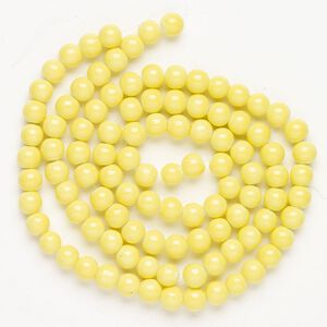 Glass 1pkg1, round bead yellow 30 inch 8mm