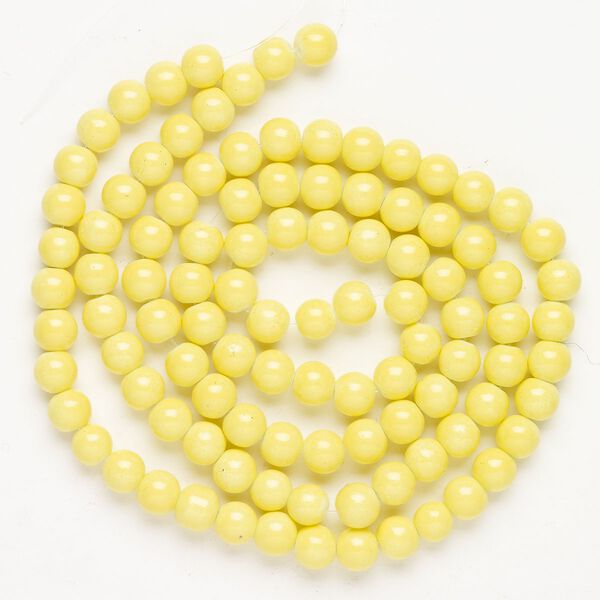 Glass 1pkg1, round bead yellow 30 inch 8mm image number 0