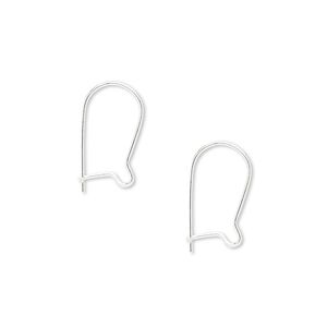 Ear wire kidney 1pkg20 sterling silver, 14mm straight / open loop, 24 gauge 10 pair