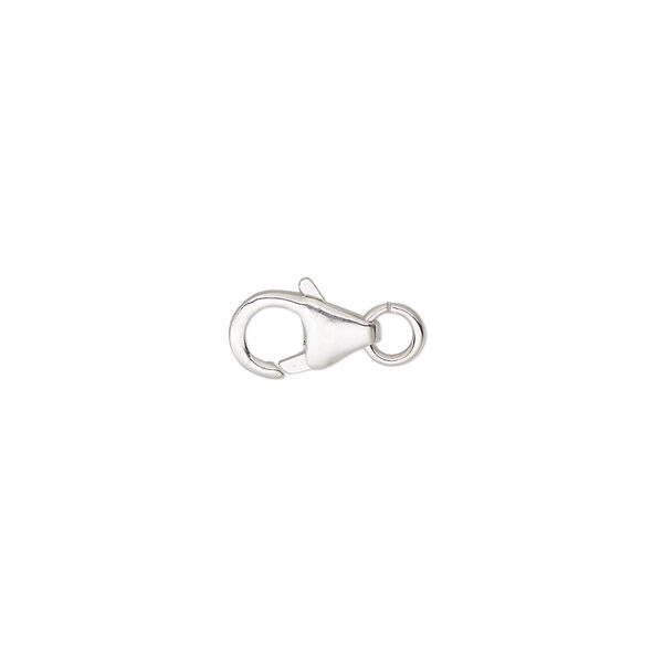 Clasp, lobster claw, sterling silver and steel, 10x6mm with jump ring. Sold individually. image number 0