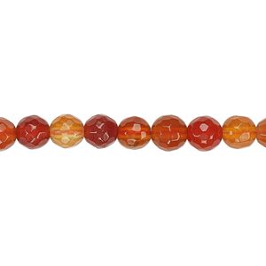 Red agate 1pkg1, faceted round bead 15 inch 6-7mm