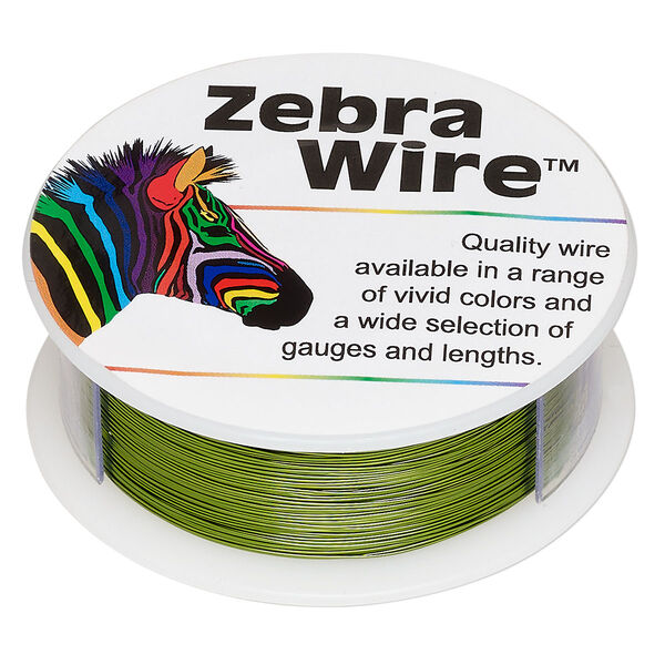 Wire, Zebra Wire™, color-coated copper, green, round, 30 gauge. Sold per 1/4 pound spool, approximately 215 yards. image number 0