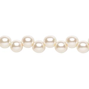 Bead, Preciosa, Czech pressed glass druk, opaque pearl, 6mm top-drilled round. Sold per pkg of 30.