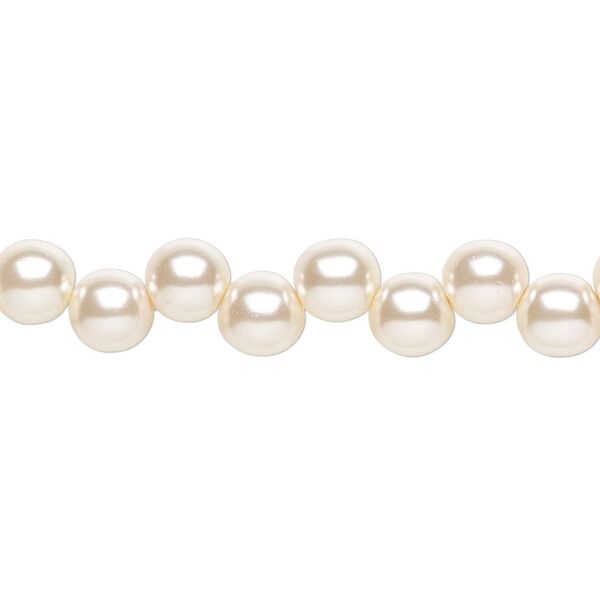 Bead, Preciosa, Czech pressed glass druk, opaque pearl, 6mm top-drilled round. Sold per pkg of 30. image number 0