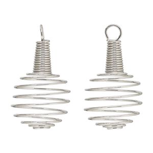 Drop, stainless steel, 27x20mm cage, fits up to 15mm bead cage. Sold per pkg of 4.