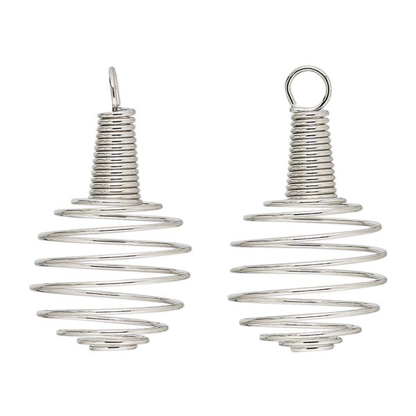 Drop, stainless steel, 27x20mm cage, fits up to 15mm bead cage. Sold per pkg of 4. image number 0