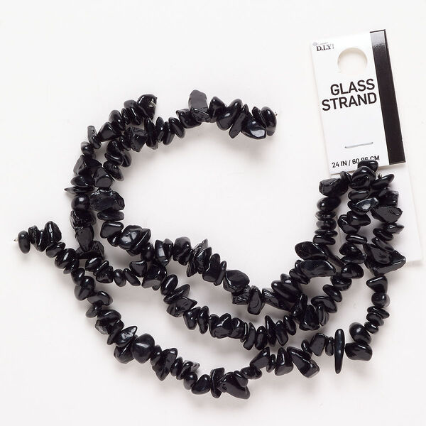 Glass 1pkg1 chip bead 24 inch black mini to large image number 0