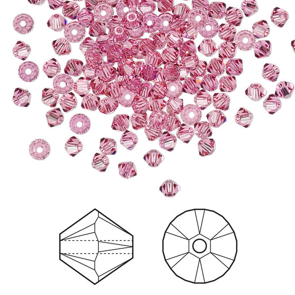 Bead 1440pk rose, Swarovski® 3mm XILION bicone 5328 image number 0