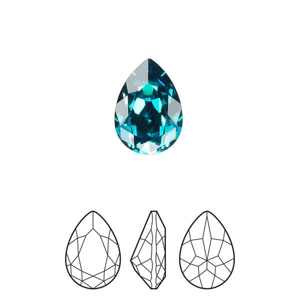 Fancy stone 1pkg144 blue zircon foil back, Preciosa MAXIMA Czech crystal rhinestone 14x10mm pear image number 0