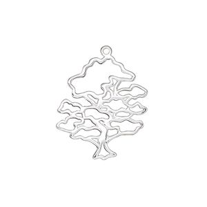 Charm Amoracast® 1pkg1 sterling silver, 22x20mm 2-sided cutout oak tree