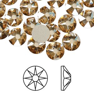 Flat back 144pk crystal golden shadow foil back, Swarovski® 8.412-8.672mm rose round SS40 2088