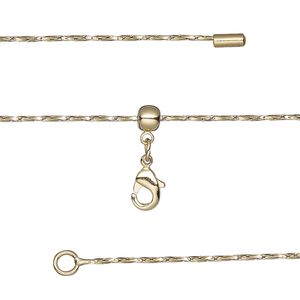 Chain 1pkg1 Boston link, 0.9mm twisted / lobster claw clasp, gold-finished brass adjustable 16-23.5 inch