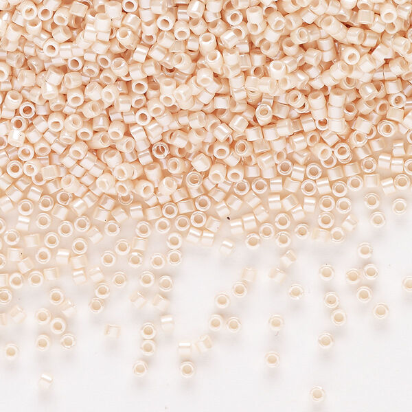 Seed bead, Delica®, glass, pkg/250g, #11 round, opaque glazed luster light peach (DB-1532-1). image number 0