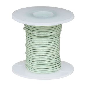 Cord, leather (dyed), sky blue, 0.5-0.8mm round. Sold per 5-yard spool.