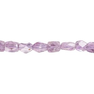 Amethyst 1pkg1, hand-cut faceted rectangle bead natural 15.5-16 inch 7x5mm