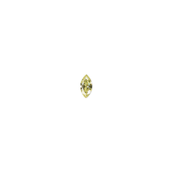 Gem, cubic zirconia, peridot green, 6x3mm faceted marquise, Mohs hardness 8-1/2. Sold per pkg of 5. image number 0