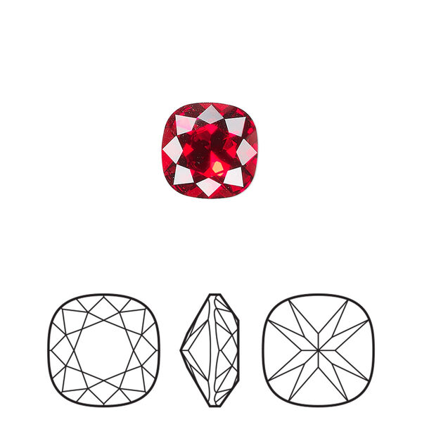Fancy stone 2pk light Siam foil back, Preciosa MAXIMA Czech crystal rhinestone 10mm cushion square image number 0