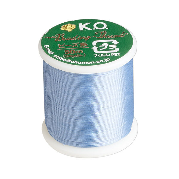 Thread, K.O., waxed nylon, blue, 0.15mm diameter. Sold per 55-yard spool. image number 0