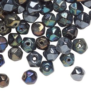 Bead, iris glass, translucent purple, 6mm faceted round. Sold per 2-ounce pkg, approximately 100 beads.