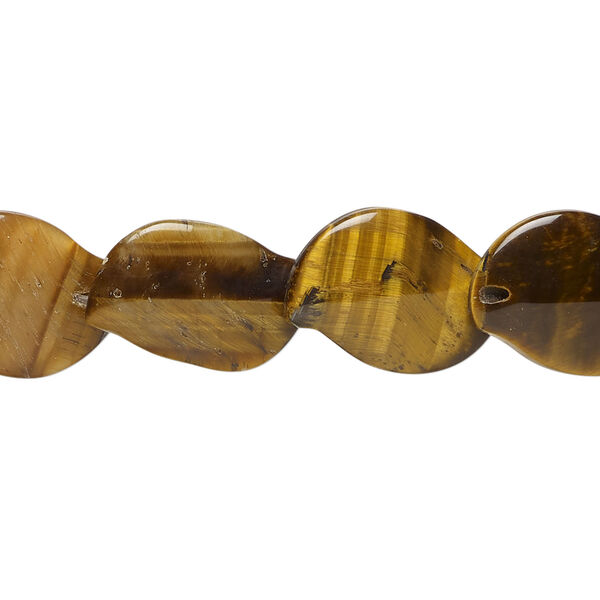 Tigereye 1pkg1, lentil-drilled curved leaf bead natural, 15 inch 16x11mm-18x12mm image number 0