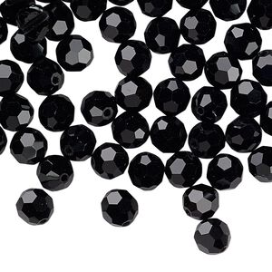 Bead 144pk jet, Preciosa Czech crystal 6mm round