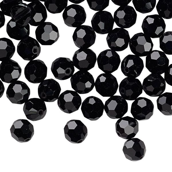 Bead 144pk jet, Preciosa Czech crystal 6mm round image number 0