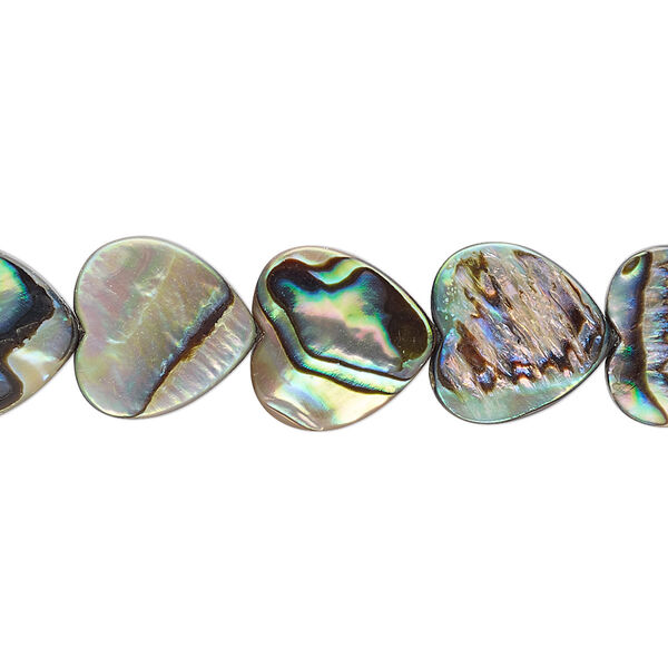 Bead, paua shell (assembled), 12x12mm heart. Sold per 15-1/2" to 16" strand. image number 0