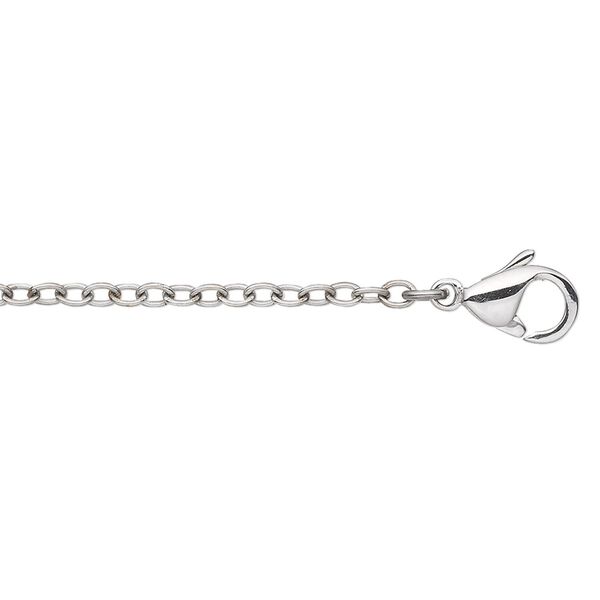 Chain, stainless steel, 2mm cable, 20 inches with lobster claw clasp. Sold individually. image number 0
